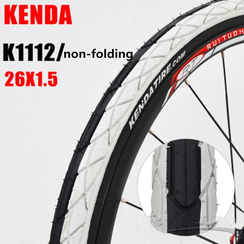 KENDA k1112 велосипедная шина для горного велосипеда 26*1,5/1,75 прокалывающаяся Складная/не складывающаяся велосипедная шина - Цвет: white  26x1.5