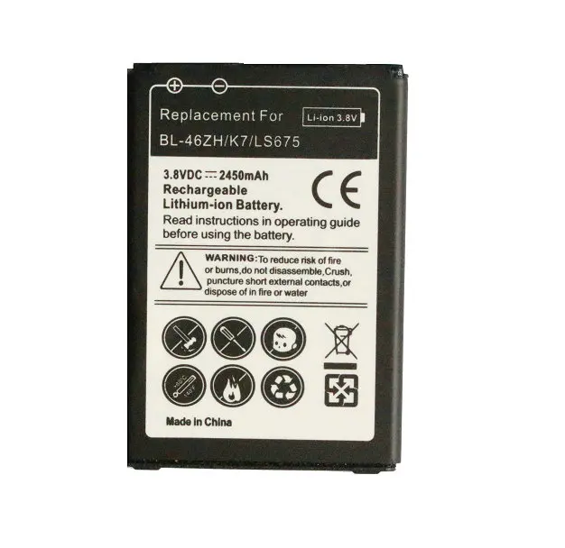 Ciszean 1x2450 мА/ч BL 46ZH Батарея для LG AS330 K332 K350N K371 K373 K7 Tribute 5 K8 (2016) K89 LS675 M1 M1V MS330 US375|battery
