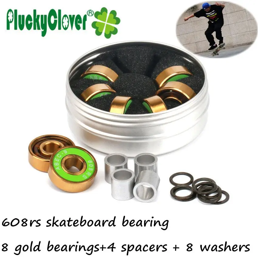 608 rs Skateboard Bearing Abec-9 Double Rocker Longboard Wheels Bearing With Spacers&Washers Drift Board Fish Board Bearing 608