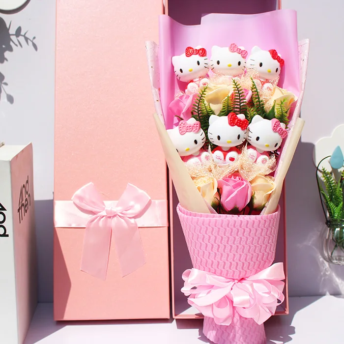 Виниловые куклы HELLOKITTY 2020 фигурка игрушка мультяшный цветочный букет креативный