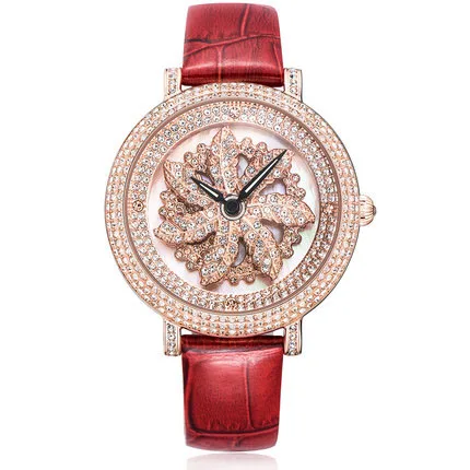 MATISSE модные Австрийские кристаллы поворотный диск большой циферблат кожаный