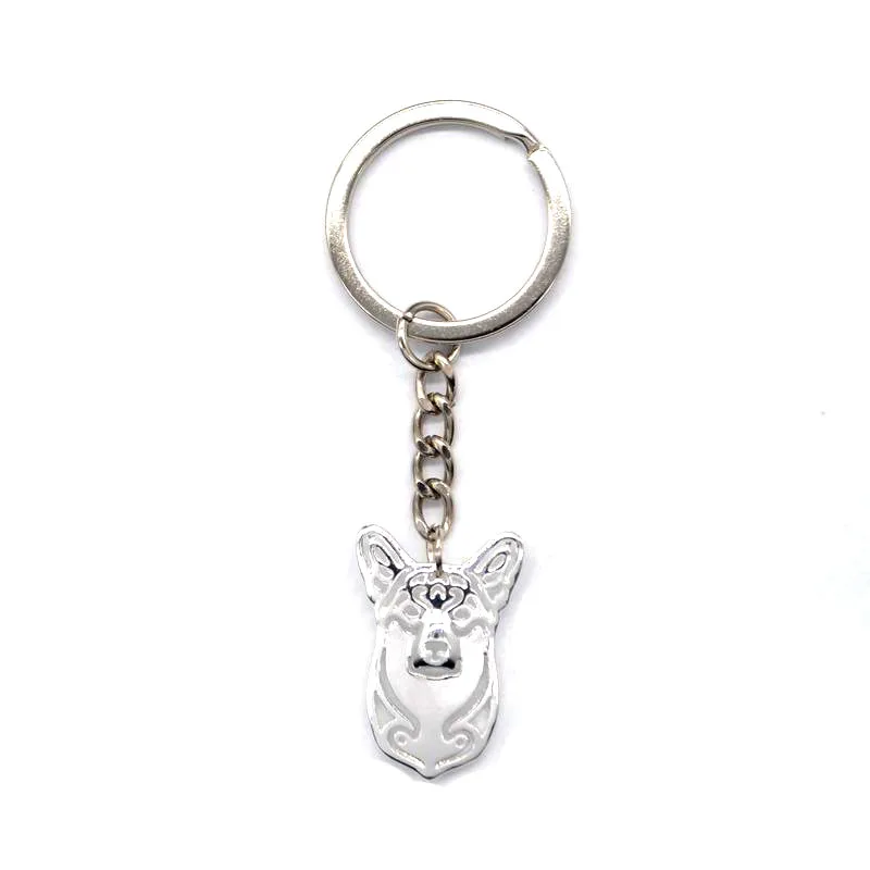 

Hot New Style Pet Lovers Pendant Key Chains Alloy Metal Pembroke Welsh Corgi Dog Metal Car Bag Key Holder Drop Shipping