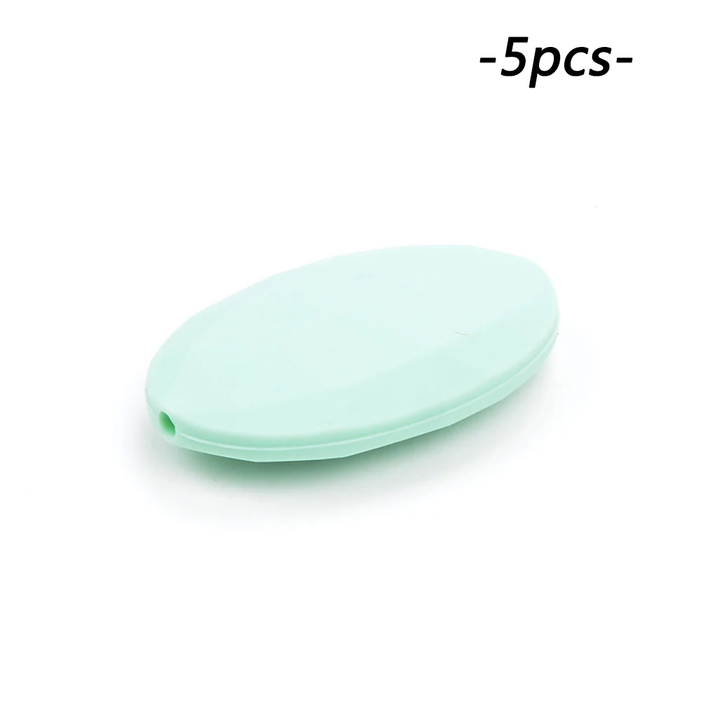 LOFCA 5 шт./лот Силиконовые Шарики BPA бесплатно плоские овальные круглые детские трофеи аксессуары Прорезывание Зубов, бисер для ребенка, свободные шарики - Цвет: mint