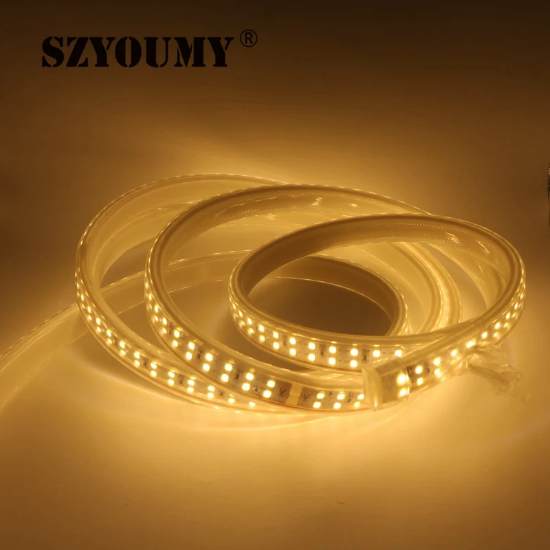 

SZYOUMY 208Leds/m Waterproof LED Strip 220V 240V SMD 2835 Double Row LED Tape Light 20m White / Warm White Home Decoration