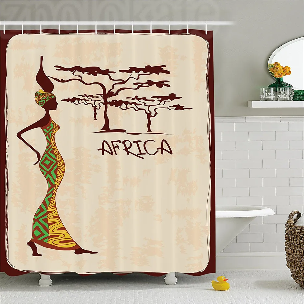 Афро Декор занавеска для душа винтажная элегантность леди переносной котелок