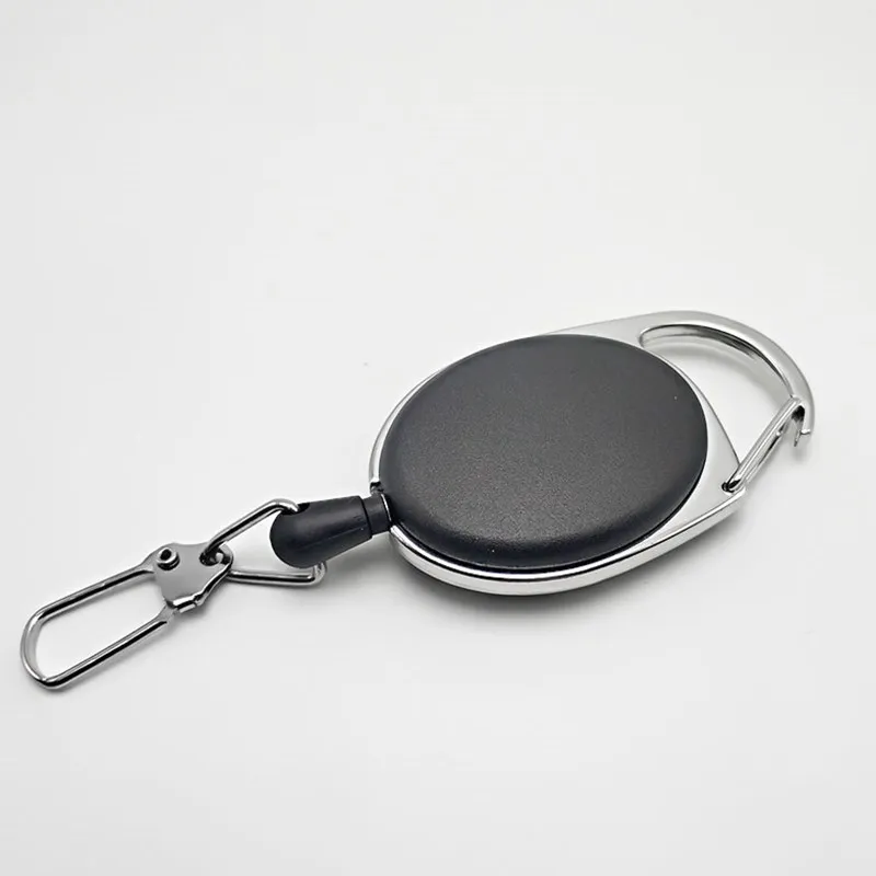 

1pc Retractable Pull Badge Reel Zinc Alloy ABS Badge Holder Reels Recoil Belt Key Ring