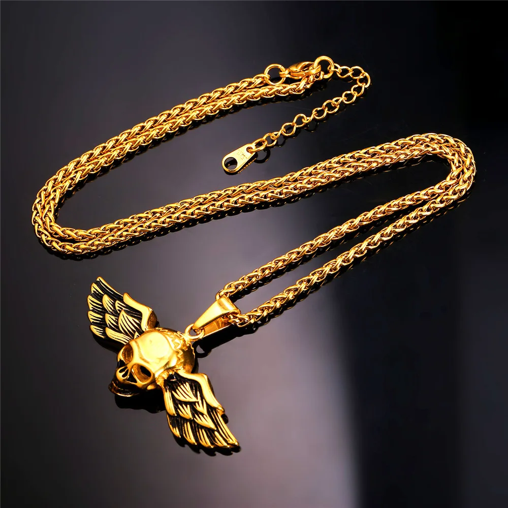 Мужское ожерелье с черепом и скелетом в стиле панк | Украшения аксессуары