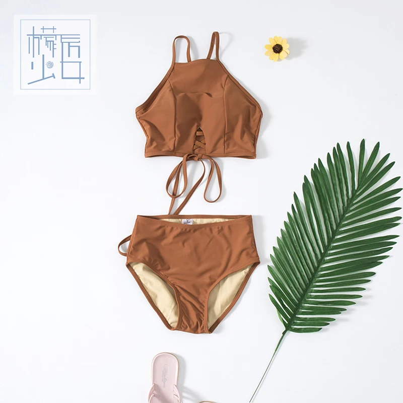 Новый женский купальник бикини + из двух частей 2018 летняя с цветочным принтом