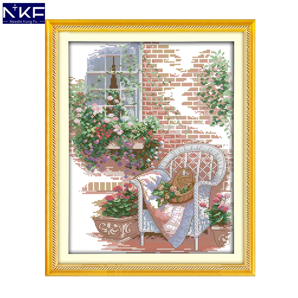 

NKF снаружи дома штампованный крестиком DIY комплекты для рукоделия вышивки набор китайских крестиков для домашнего декора