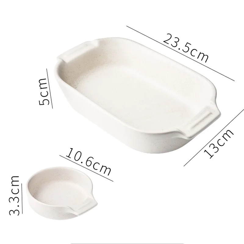white tray dish 5 цветов, керамическая бинауральная прямоугольная тарелка для сыра, противень для выпечки, тарелка для западных блюд, миска для духовки, высокая температура 600C - Цвет: white tray dish
