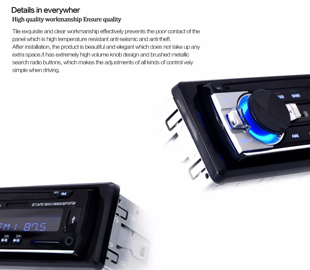 12 В Bluetooth автомобильный Радио плеер стерео аудио mp3 плееры In-dash 1 Din FM радио музыкальный приемник Aux вход USB с пультом дистанционного управления