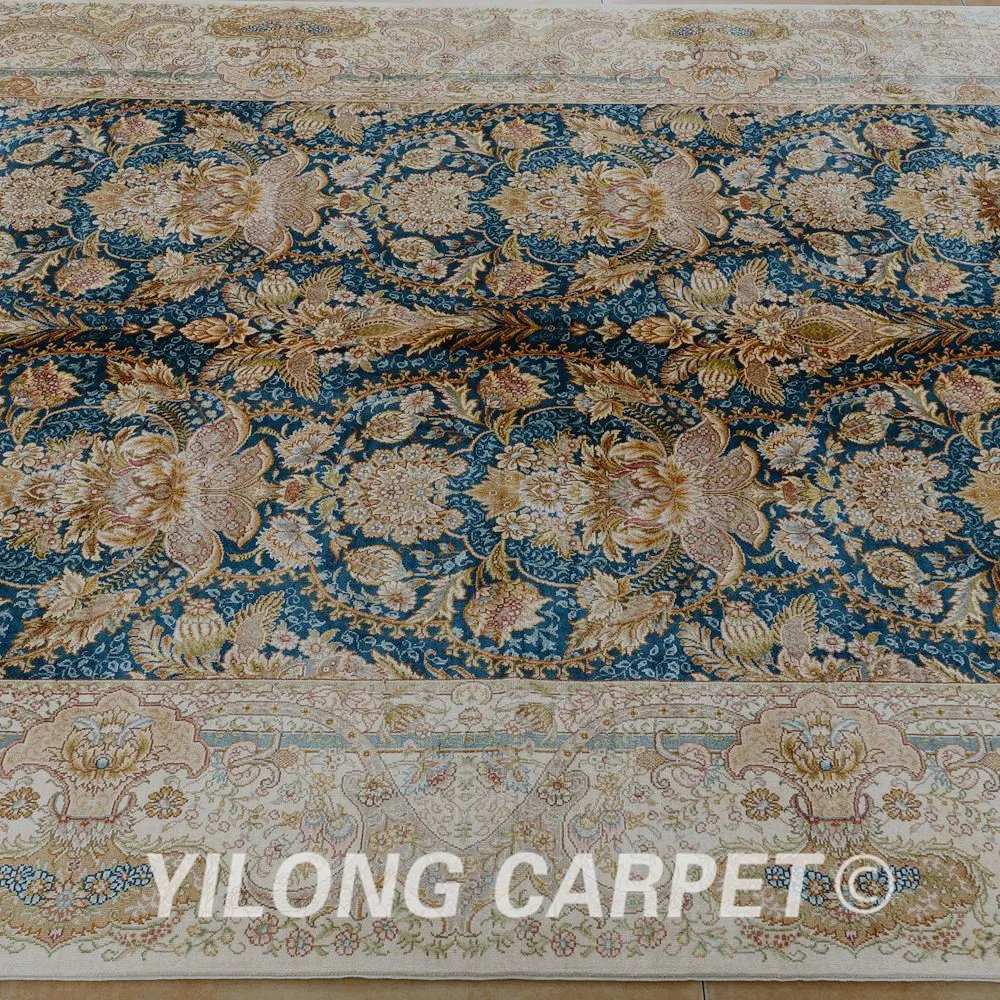 Yilong 5 6 'x 8 1' Античный коврик ручной работы персидский Тебриз темно-синий