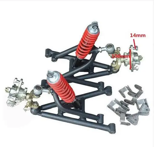 100 14 ATV Go Kart картинг DIY тормозного диска ротора суппорт спереди рулевое подвеска Структура Поддержка оружия качели с амортизаторами - Цвет: 100 14