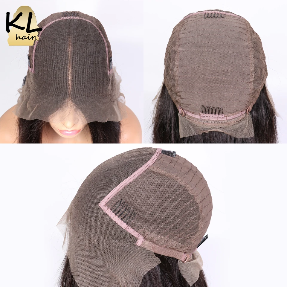 KL Hair 13x6 глубокая часть человеческих волос парики натуральные черные цвет #4