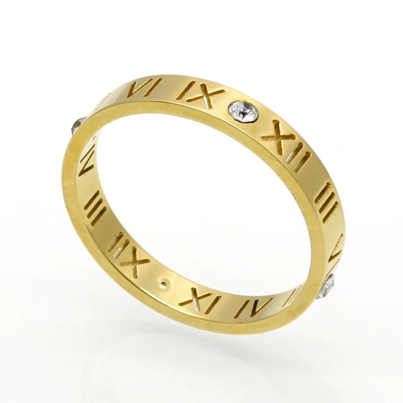 Винтаж Jewlry полые римские номер письмо кольцо Желтый/розовое/белое золото