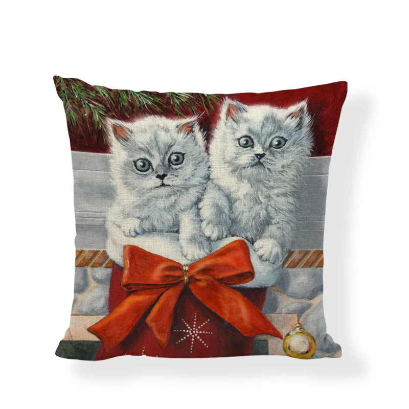 Оптовая продажа рождественские наволочки мультяшный Санта Клаус собака кот