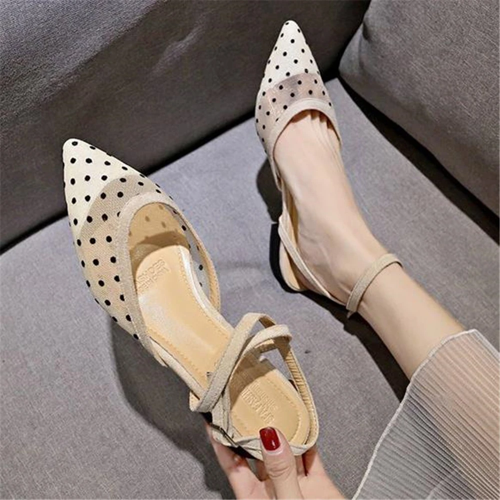 Женские сетчатые сандалии baotou в европейском стиле с острым носком на низком