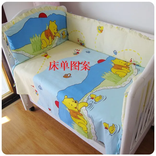 

6PCS Baby Set Crib Cot Bedding Sets Bumpers Sheet Dust Ruffle бортики в кроватку (4bumper+sheet+pillow cover)