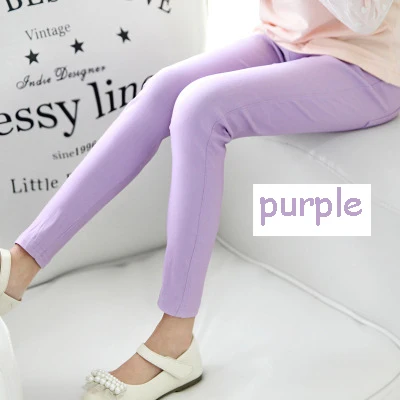 purple Зауженные повседневные брюки для девочек; сезон весна-осень; новые детские узкие брюки; обтягивающие леггинсы для девочек; детская мода брюки; От 3 до 12 лет - Цвет: purple
