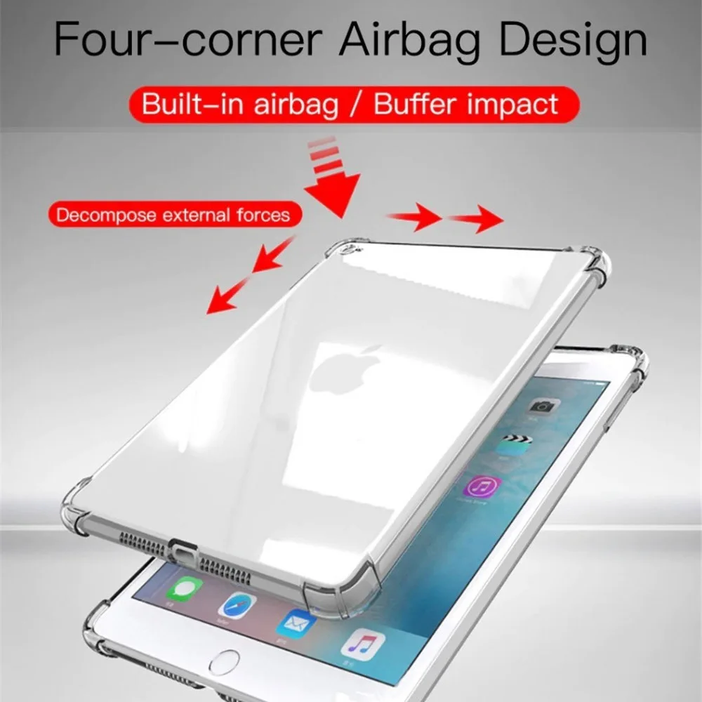 Чехол для iPad Air1/2 силиконовый ударопрочный прозрачный чехол из ТПУ задняя крышка