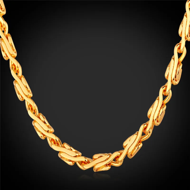 

Kpop Chain For Men Jewelry Vintage Gold Color Double Hoop Special Trendy For Women Chains Necklaces N227
