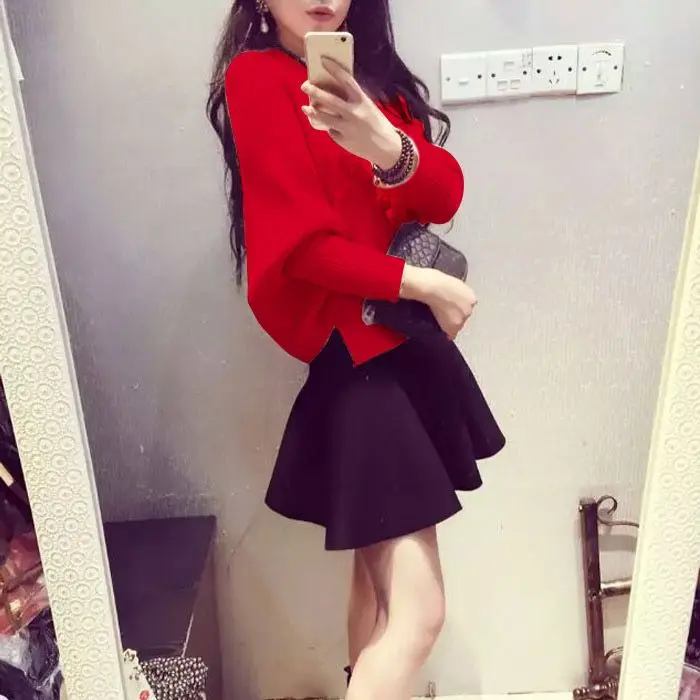 2015 new winter dress Korean side slit long sleeved bat sleeve loose turtleneck sweater knit thickened | Женская одежда