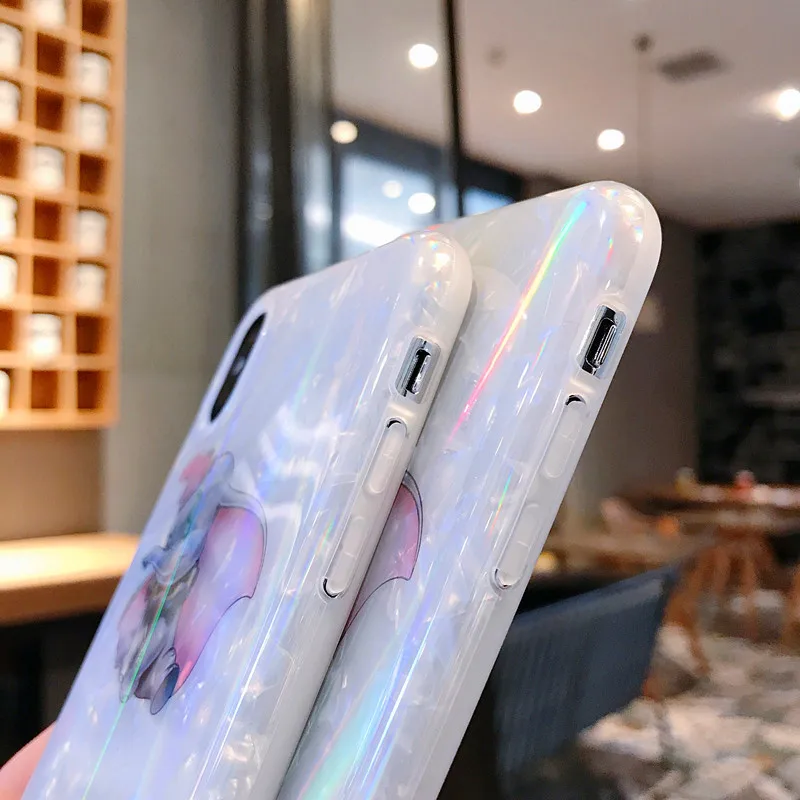 Cute cartoon Dumbo Shell grain White soft shell phone Case For Apple iphone 6 6s 7 8 Plus X XS XR MAX silicone case |