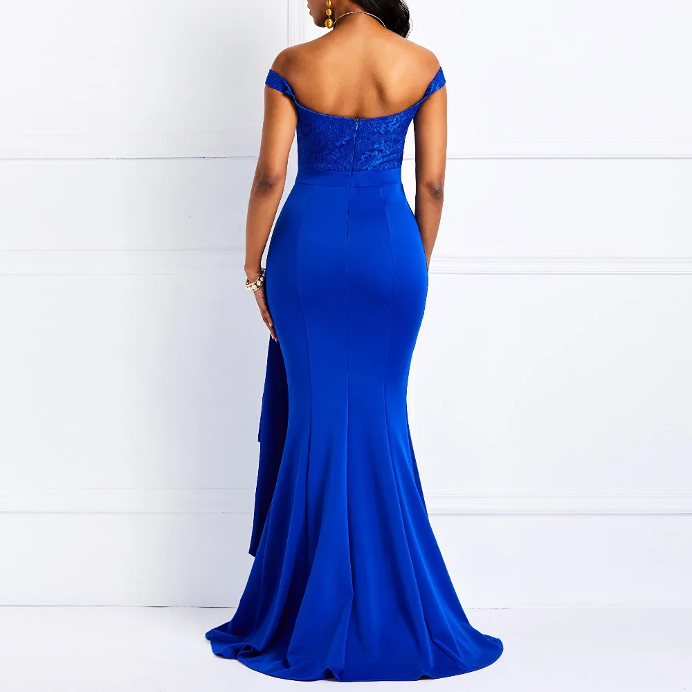 Женское длинное платье с открытыми плечами сексуальное облегающее бусинами