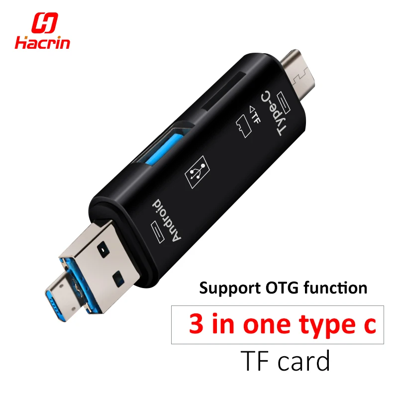 Hacrin 3 в 1 Type C OTG Micro USB TF кардридер 2 0 универсальный адаптер для tf карт с usb