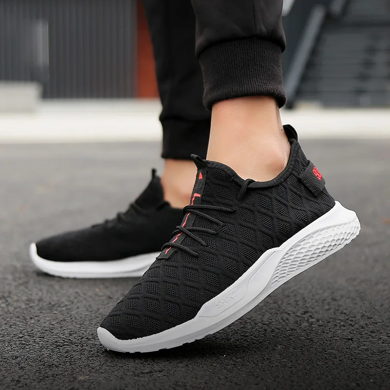 

2019 Brand Shoes Men Causal Shoes Black Lightweight Breathable Lace Up Mesh Tenis White Sock Sneakers Adult Male Summer Sneakers