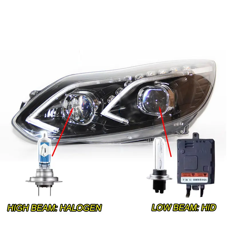 HID Набор для автостайлинга для Ford Focus 2012- фары светодиодный Ford Focus фары DRL Объектив двойной луч ксеноновые автомобильные аксессуары - Цвет: HID