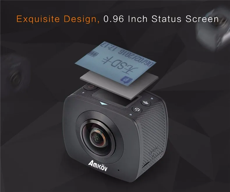Новое поступление AMKOV AMK200S двойной объектив 360*360 градусов панорамная камера HD WiFi Спортивная экшн-камера Поддержка VR Youtube