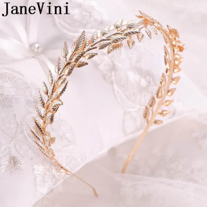 JaneVini Bruids Haaraccessoires сусальное золото невесты повязка на голову класса «Люкс» в стиле бохо, свадебные аксессуары для волос; свадебные Головные уборы украшения