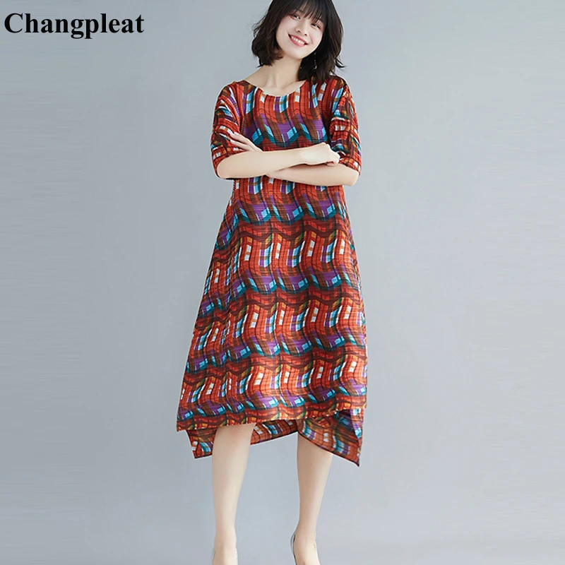 Changpleat 2019 летнее Новое Полосатое женское платье Miyak Плиссированное модное