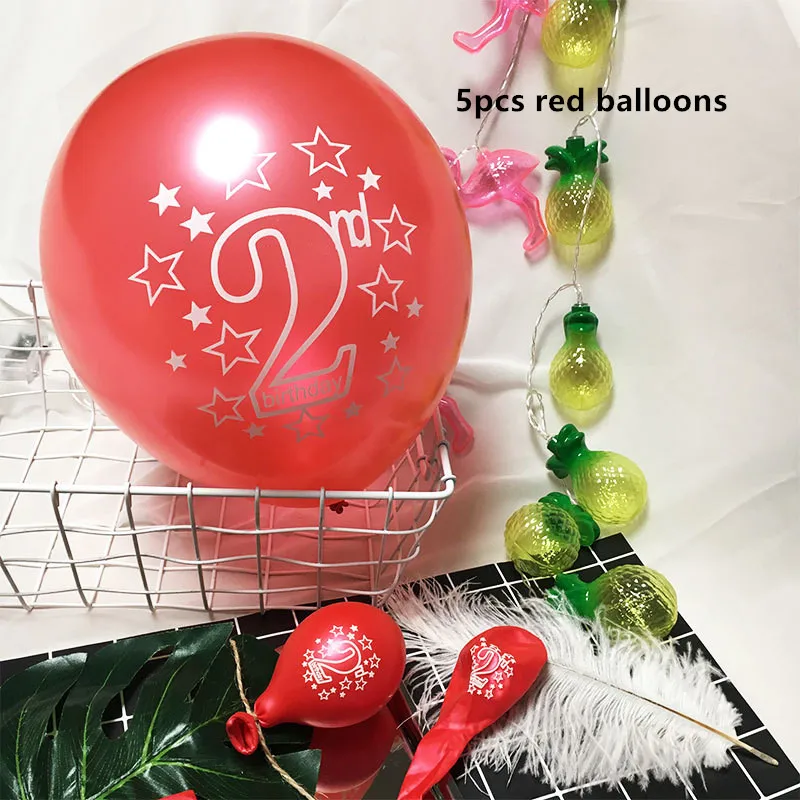 5pcs red 15 шт./компл. 2nd звезды жемчужные латексные шары воздушные шары с конфетти для маленьких мальчиков и девочек до 2 лет День рождения Юбилей украшения - Цвет: 5pcs red