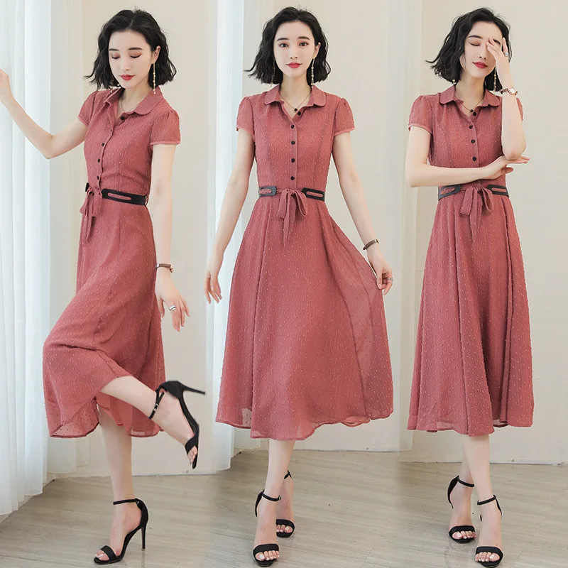 Женское винтажное платье до середины икры повседневное милое на пуговицах с