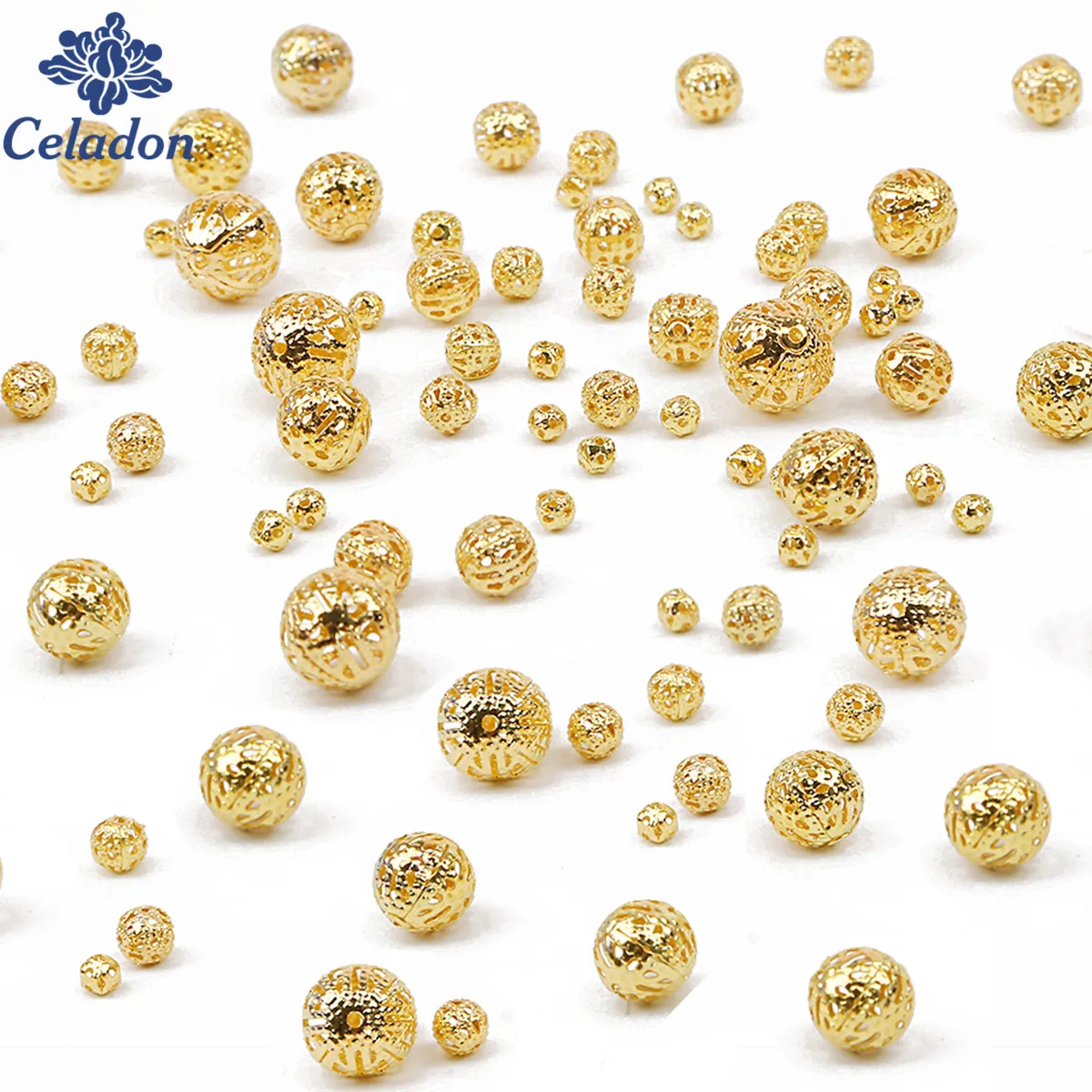 Бусины с полыми цветами для изготовления ювелирных изделий 50-200 шт. 4/6/8/10/12 мм |