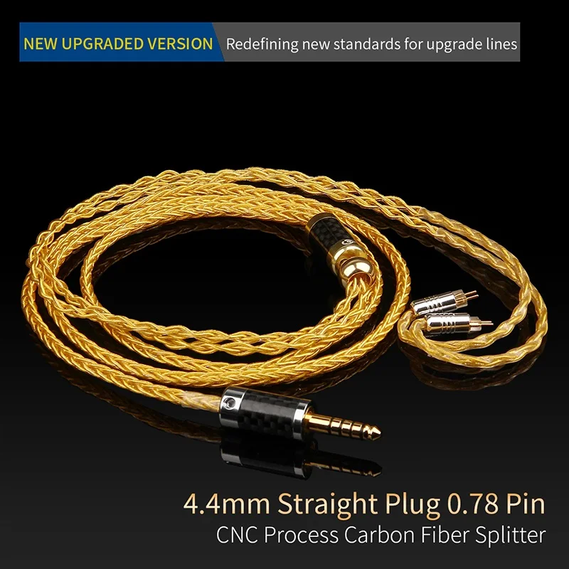4.4mm-2 Pin(0.78) Qyfang 1,2 m 8 ядро из чистого золота покрытием наушники Обновление кабель провода 3,5/4,4 мм разъем MMCX/0,78 булавки аудио разъем для SE846 W4R UM3X - Цвет: 4.4mm-2 Pin(0.78)