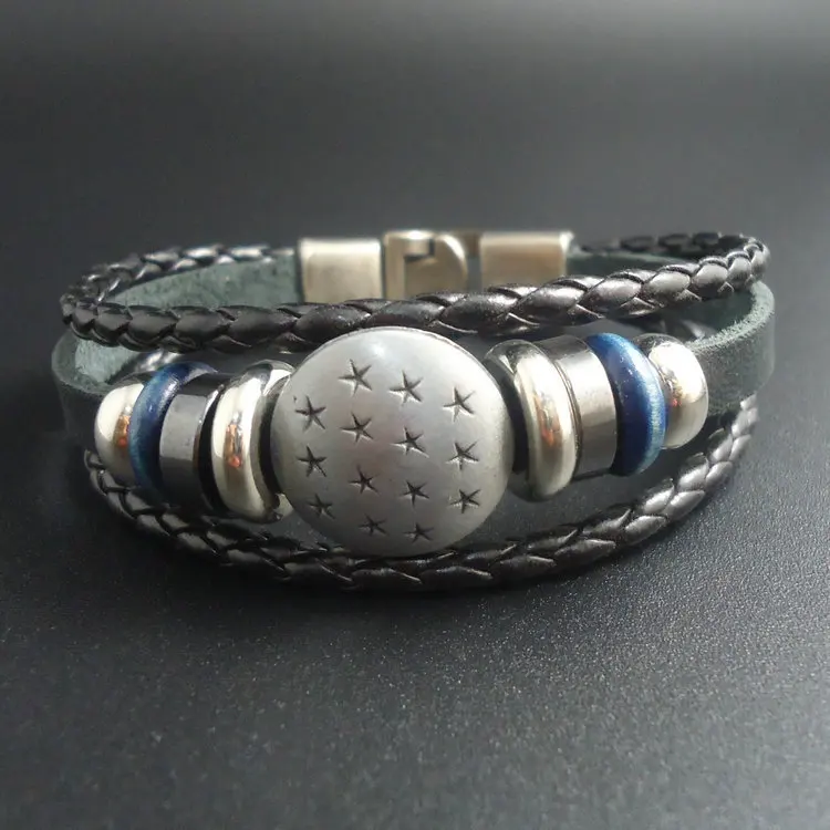 Винтажные плетеные браслеты ручной работы из натуральной кожи с пятиконечными