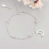 new arrival fashion korean style silver plated jewelry hollow moon beaded ball simple female gift bracelets sl017