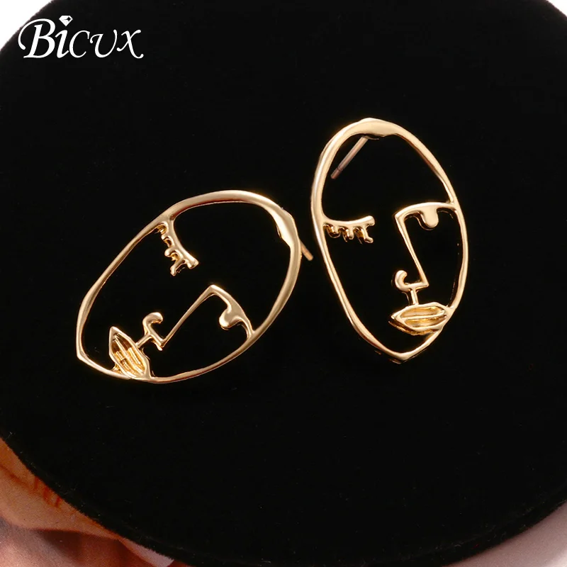 Gold 6 BICUX, новые модные круглые висячие серьги в Корейском стиле для женщин, геометрические круглые золотые серьги в форме сердца, свадебные ювелирные изделия - Окраска металла: Gold 6
