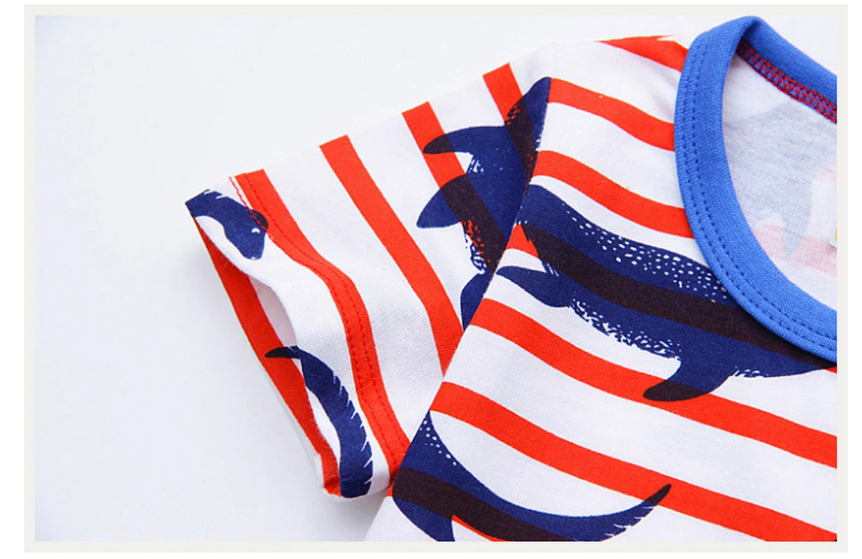 Летние детские футболки с коротким рукавом футболка в полоску рисунком