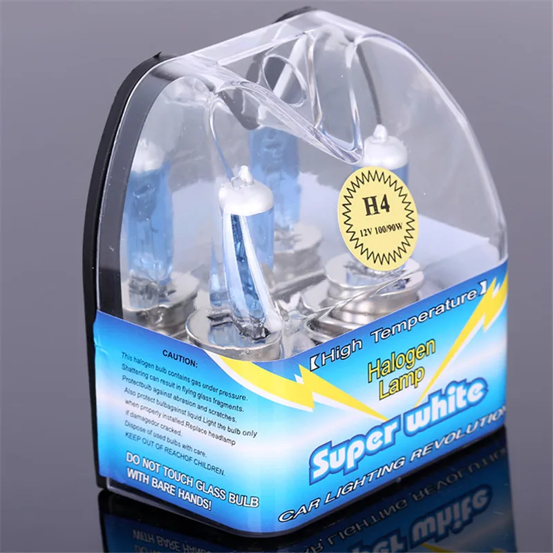 

2PCS H4 100W Halogen with Packing Box Low Beam Light Auto Headlight Bulbs Lamp 6000K 12V Parking Car Styling