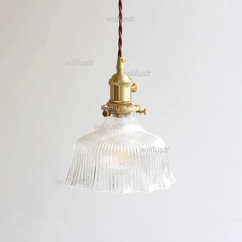 Гофрированная юбка Ребристое прозрачное стекло подвесной светильник для