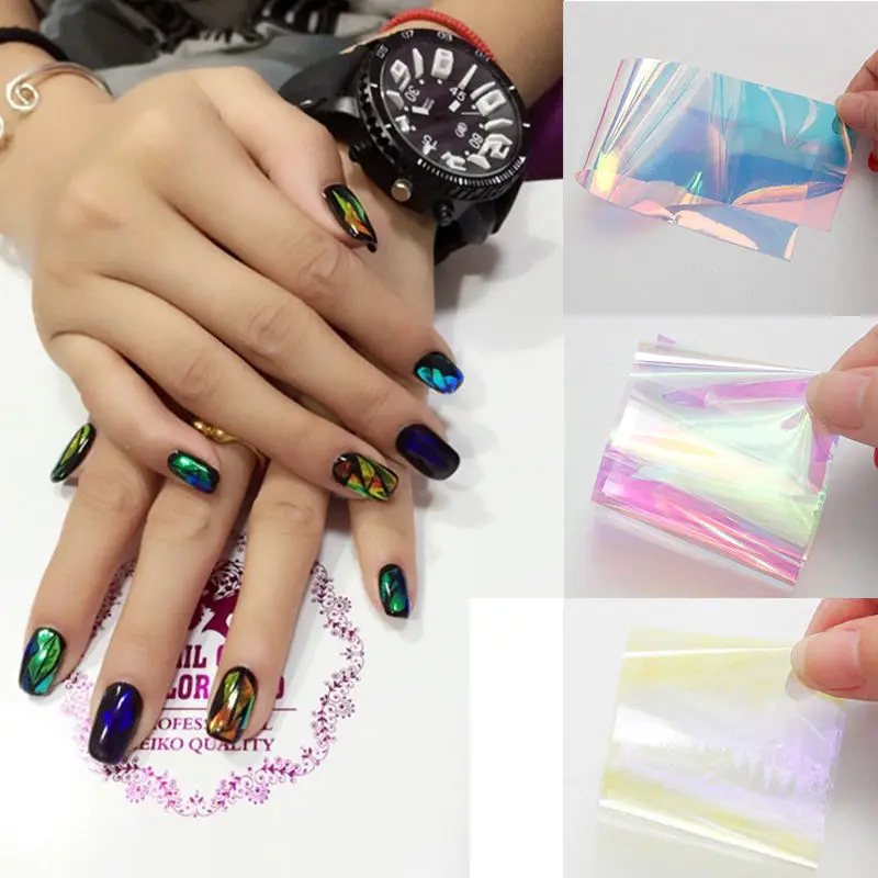 5 листов разбитого стекла зеркальные наклейки из фольги трафареты для маникюра и