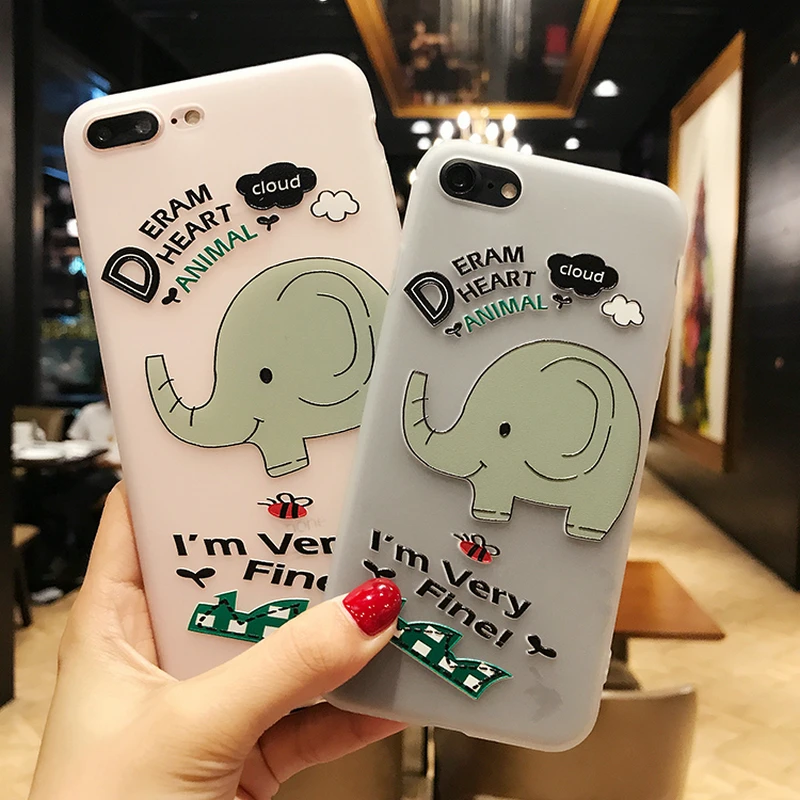 Gaboom матовый Силиконовый чехол для телефона iphone х 6 S 7 8 плюс Симпатичные Слон и graffe