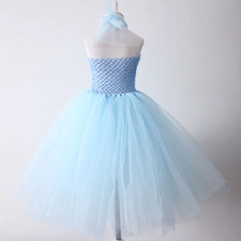 Flower girls light blue wedding party tutu dresses baby birthday ball gown fluffy pettiskirt Christening tutus | Детская одежда и