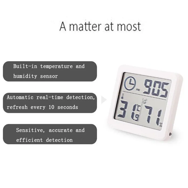 1 шт. автоматические электронные часы с монитором температуры и влажности