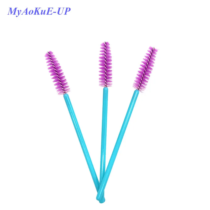 blue purple red 500 шт./лот одноразовые 5 разных цветов нейлоновые палочки для туши аппликатор для наращивания ресниц катушки кисти для макияжа - Handle Color: blue purple red