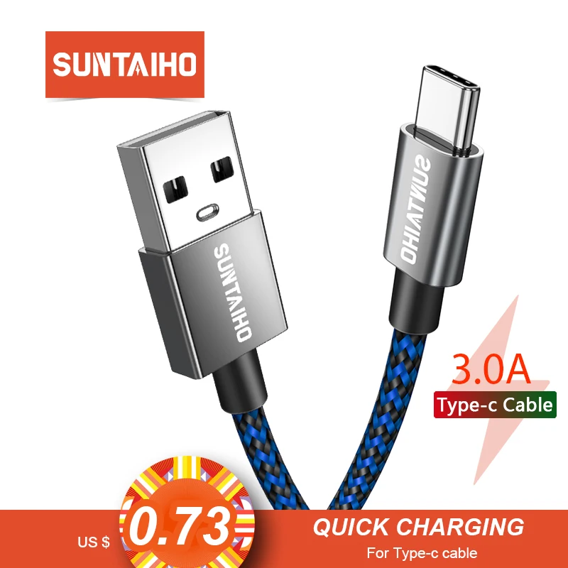 Suntaiho USB Type C кабель redmi note 7 шнур для зарядки самсунг быстрой samsung galaxy s9 s8 usb c cable data cord